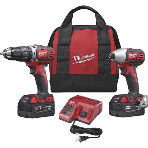 Milwaukee M18 Li Ion Cordless Power Tool Set — 12in Hammer Drill