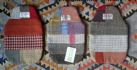 Harris Tweed Patchwork Hot Water Bottle Cover Made In Gb