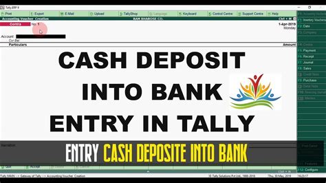 Cash Deposit Into Bank Tally Erp Easy Tutorial Part Ics