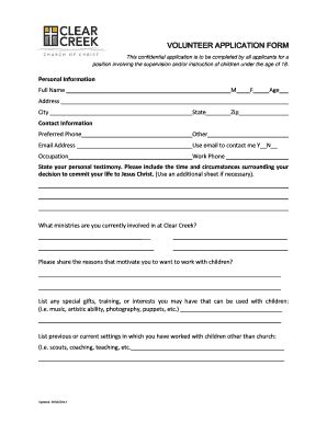 Fillable Online Volunteer Application Form Volunteer Application Form