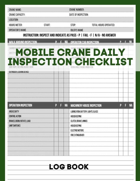 Mobile Crane Daily Inspection Checklist Cute Logbook Gift For Any