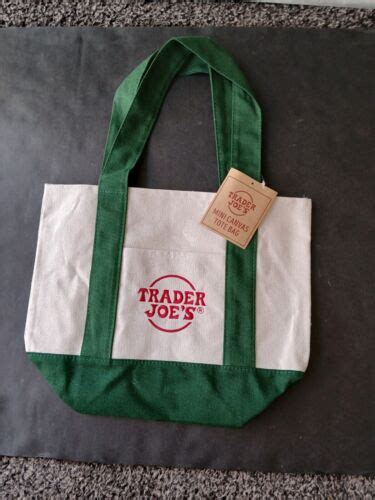 TRADER JOE S Mini Canvas Tote Bag GREEN Reusable Limited Ed UNUSED