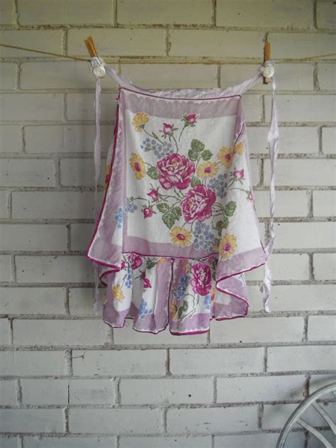 Vintage Apron Shabby Chic Floral Apron Cottage Country Half Etsy