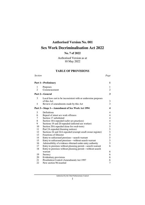 22 7aa001 Authorised Sex Work Decriminalisation Act 2022 Authorised By The Chief