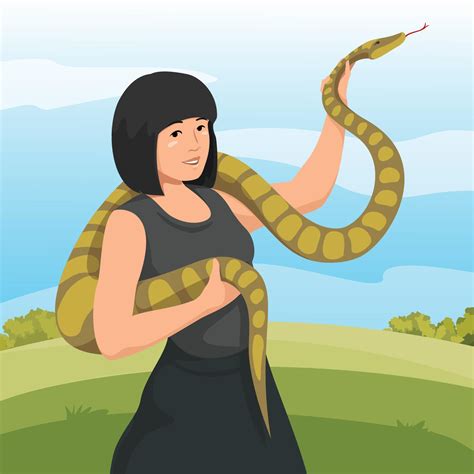 Girl With A Snake Vector Art At Vecteezy