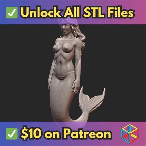 NSFW Mythical Nude Mermaid With Long Hair And Tail MineeForm FDM 3D Print STL File By MineeForm