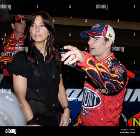 Jeff Gordon And His Wife Ingrid Wait On Pit Road For The Start Of The