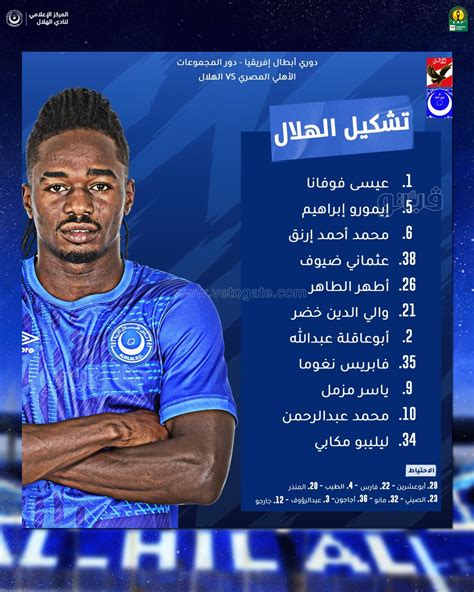 دوري أبطال أفريقيا، تشكيل الهلال السوداني لمباراة الأهلي