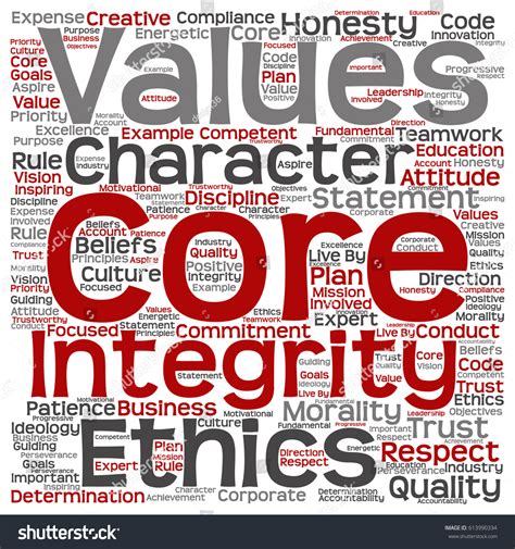 Conceptual Core Values Integrity Ethics Square 库存插图 613990334