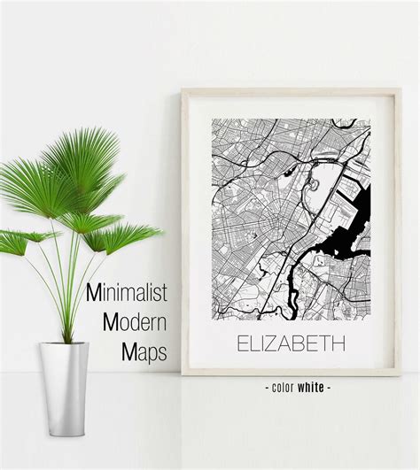 Elizabeth New Jersey Elizabeth NJ Map Elizabeth Map - Etsy