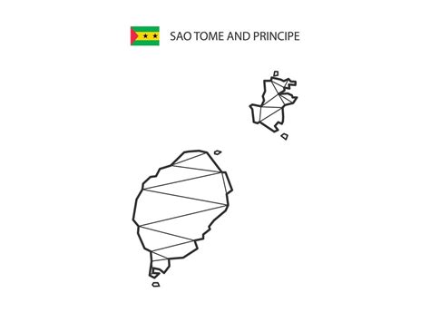 Mosaic Triangles Map Style Of Sao Tome And Principe Isolated On A White