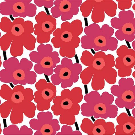 MARIMEKKO Red Pieni Unikko Peel And Stick Wallpaper MKS4492 The Home