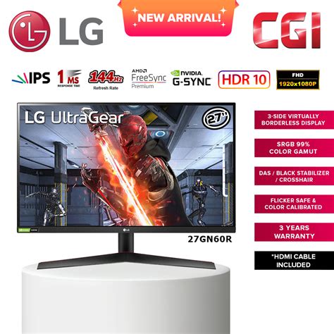 LG UltraGear144Hz Full HD IPS 1ms Gaming Monitor 27 27GN60R Shopee