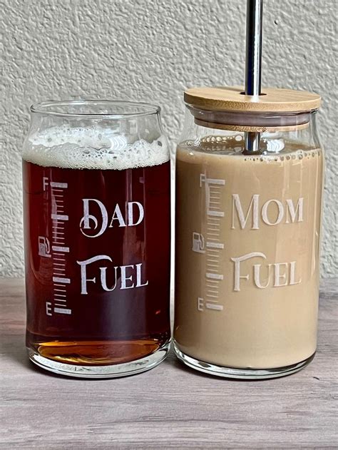 Dad Fuel Beer Can Glass Mom Fuel Iced Coffee Cup With Lid And Straw