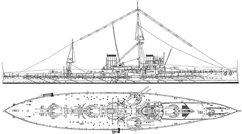 HMS Dreadnought 1906 Blueprint - Download free blueprint for 3D modeling