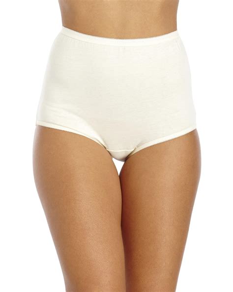 Lyst Vanity Fair High Waist Cotton Briefs In Natural