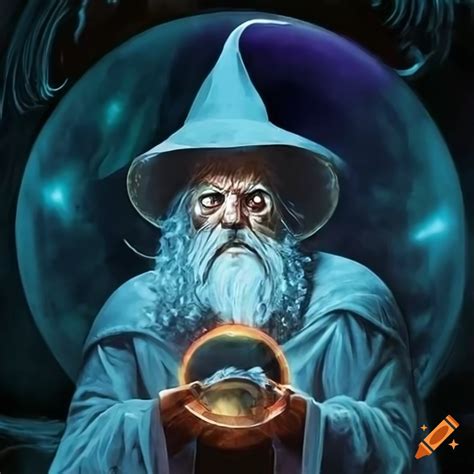 70s Sci Fi Style Image Of A Wizard And A Crystal Ball On Craiyon