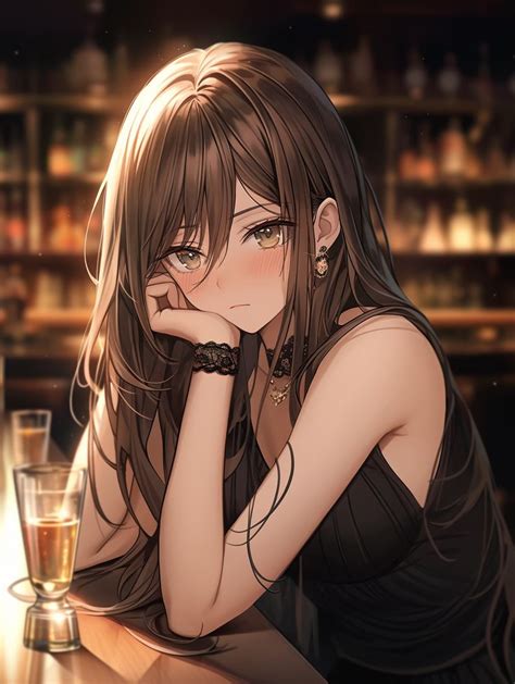 Anime Girl Brown Hair Anime Bar Mommy In 2024