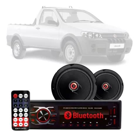 Kit Radio Mp3 2 Usb Bluetooth Alto Falante Fiat Strada Frete grátis