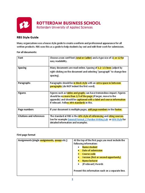 RBS Style Sheet | PDF | Paragraph | Apa Style