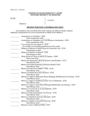 Fillable Online Motion For Chapter 13 Post Confirmation Fees 8 2020