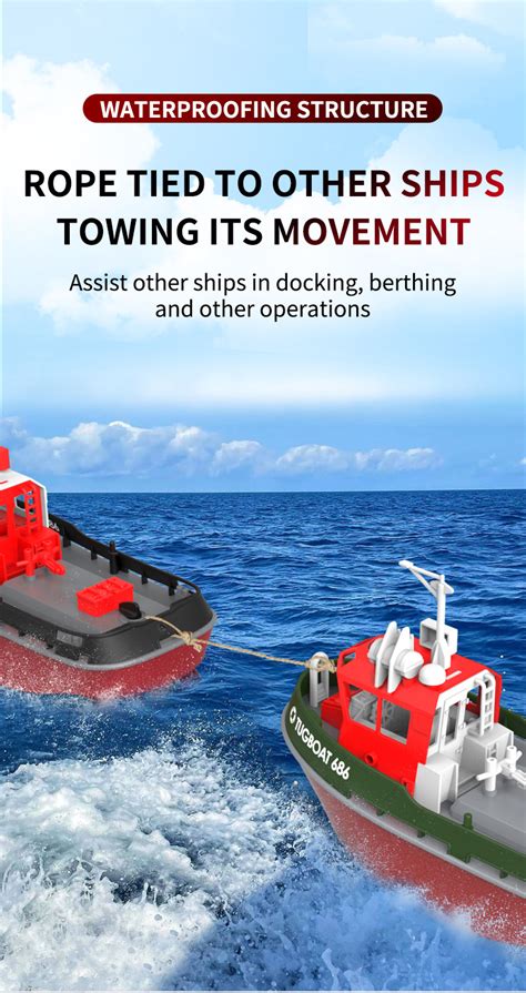 Remote Control Tugboat 1:72 Electric Boat Water Toy Charging Electric ...