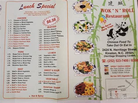 Wok N Roll Menu In Kinston NC Order Delivery Reviews