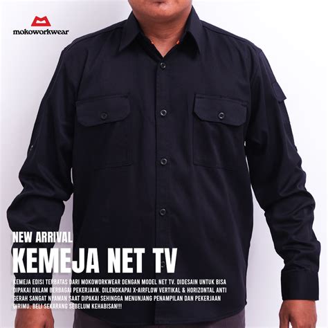 Jual Moko Uniform Office Navy Panjang Kemeja Seragam Kerja Net Tv