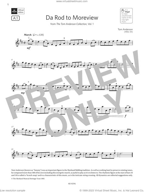 Da Rod To Moreview Grade 2 A1 From The Abrsm Violin Syllabus From