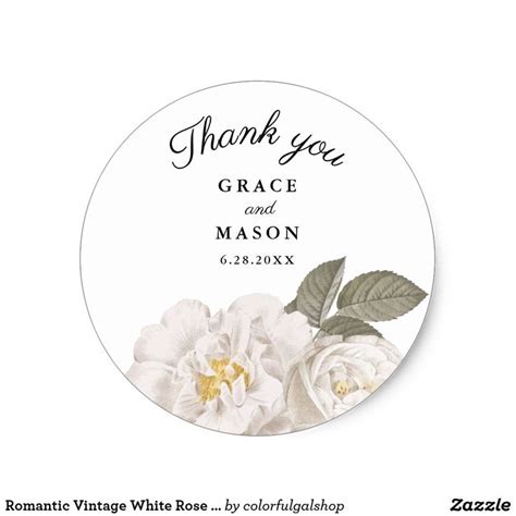 Thank You Wedding Stickers Labels Results Zazzle White