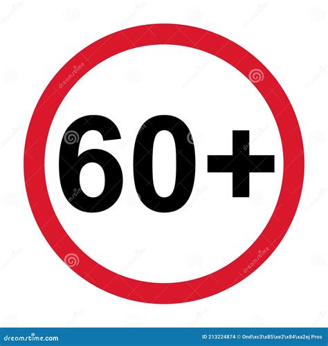 60 Restriction Flat Sign Isolated On White Background Age Limit