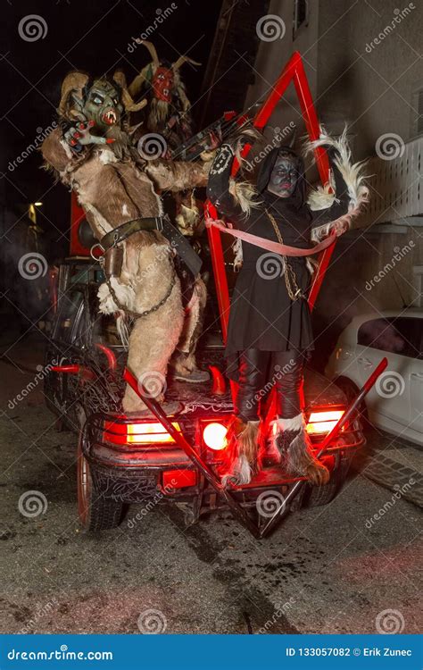 Krampus Devil Mask At Traditional Procession `parkelj Gathering