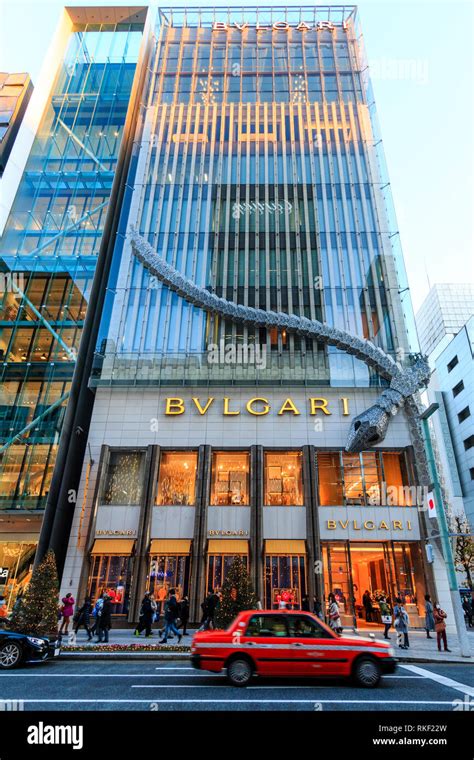 Tokyo The Ginza Golden Hour The Illuminated Bvlgari Building With