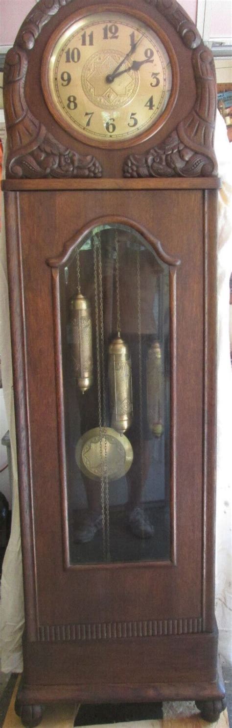 Antique Heanina German Grandfather Clock Weights Driven Winterhalder