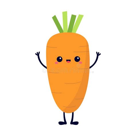 Carrot Icon Cute Cartoon Vegetable Kawaii Character With Smiling Face