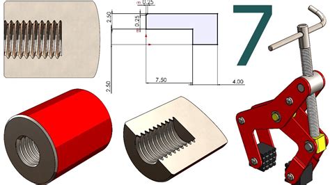 7 Project 49 Manual Clamp SolidWorks Tutorial Handle Knob YouTube