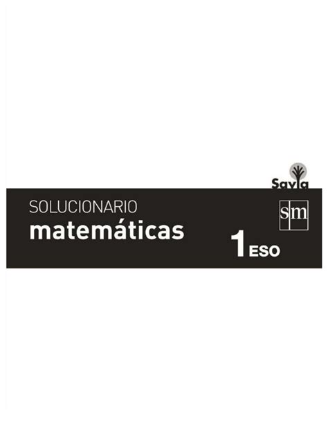 Solucionario Libro Matematicas Sm Savia 1eso