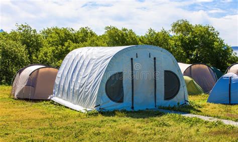 Camping Tent in Campground at National Park Stock Image - Image of ...