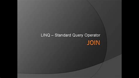 Linq Join Operator Inner Join In Linq Join Two Collections Youtube