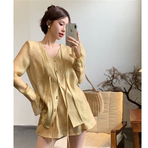 New Chinese Style Tencel Long Sleeved Sunscreen Shirt Women S Summer