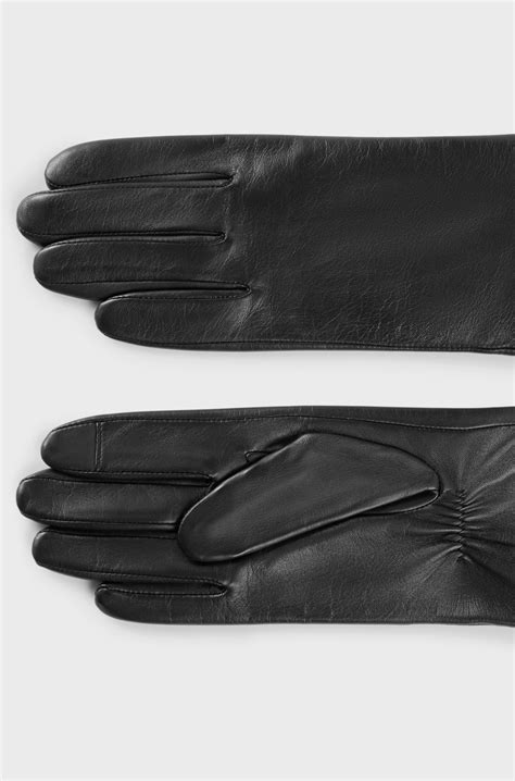 BOSS - Leather gloves with knitted lining and touchscreen-friendly