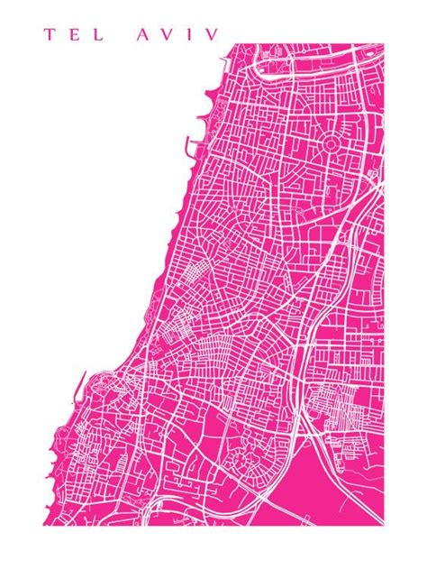 Tel Aviv Karte Kunstdruck Israel Poster Etsy De Map Art Print Tel