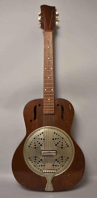 C 1930s Single Cone Resonator Guitar Natural Mahogany Reverb