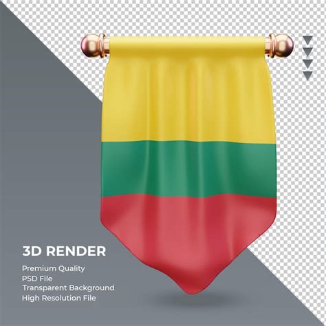 3d bandeira flâmula da lituânia renderizando vista frontal PSD Premium