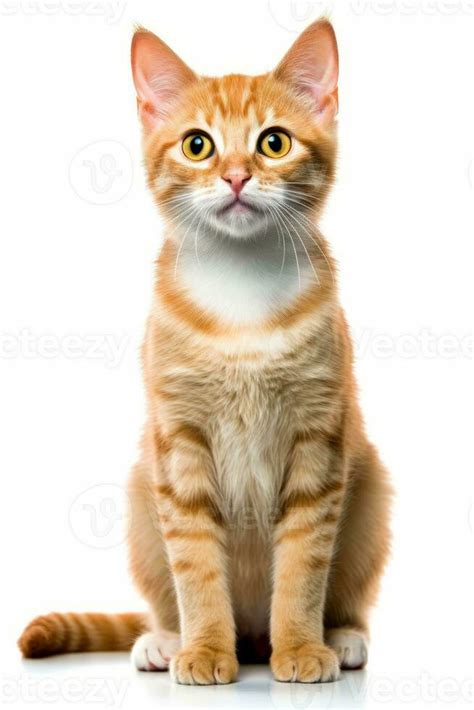 An Orange Tabby Cat Sitting On A White Background Generative Ai