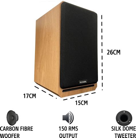 Roxel RBS300 Bookshelf Speaker 150W Oak Wood Finish 2 X 75W