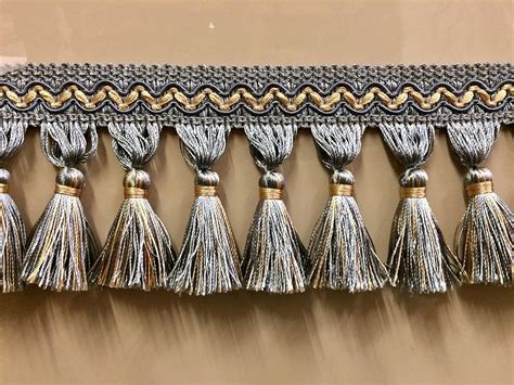 3 5 Tassel Fringe Trim By The Yard French Blue And Beigh Tf 5 41 3