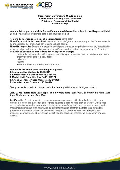 1 plan de trabajo - Corporación Universitaria Minuto de Dios Centro de