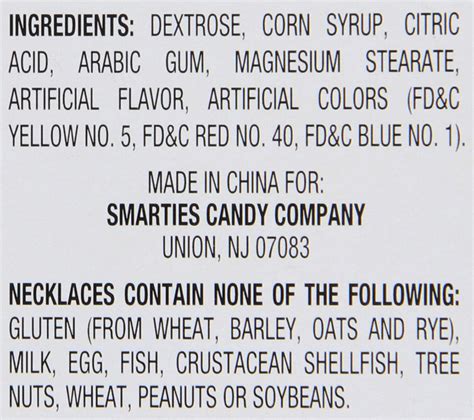 smarties ingredients