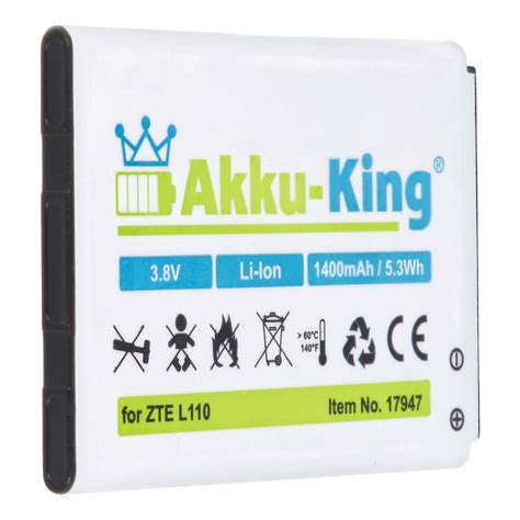 Akku kompatibel mit ZTE Li3814T43P3h634445 Li Ion 1400mAh für Blade